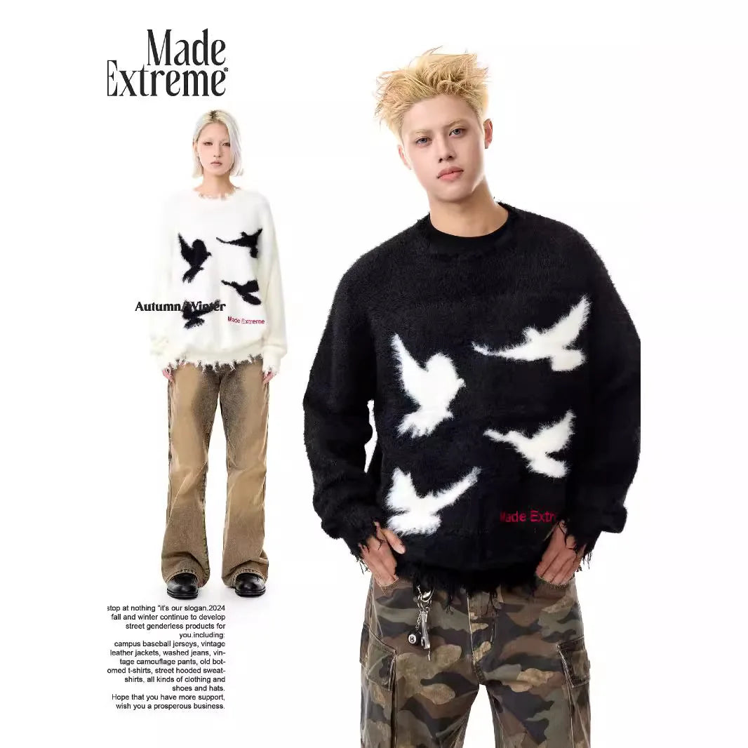 Peace Dove Neckline Wrecking Sweater