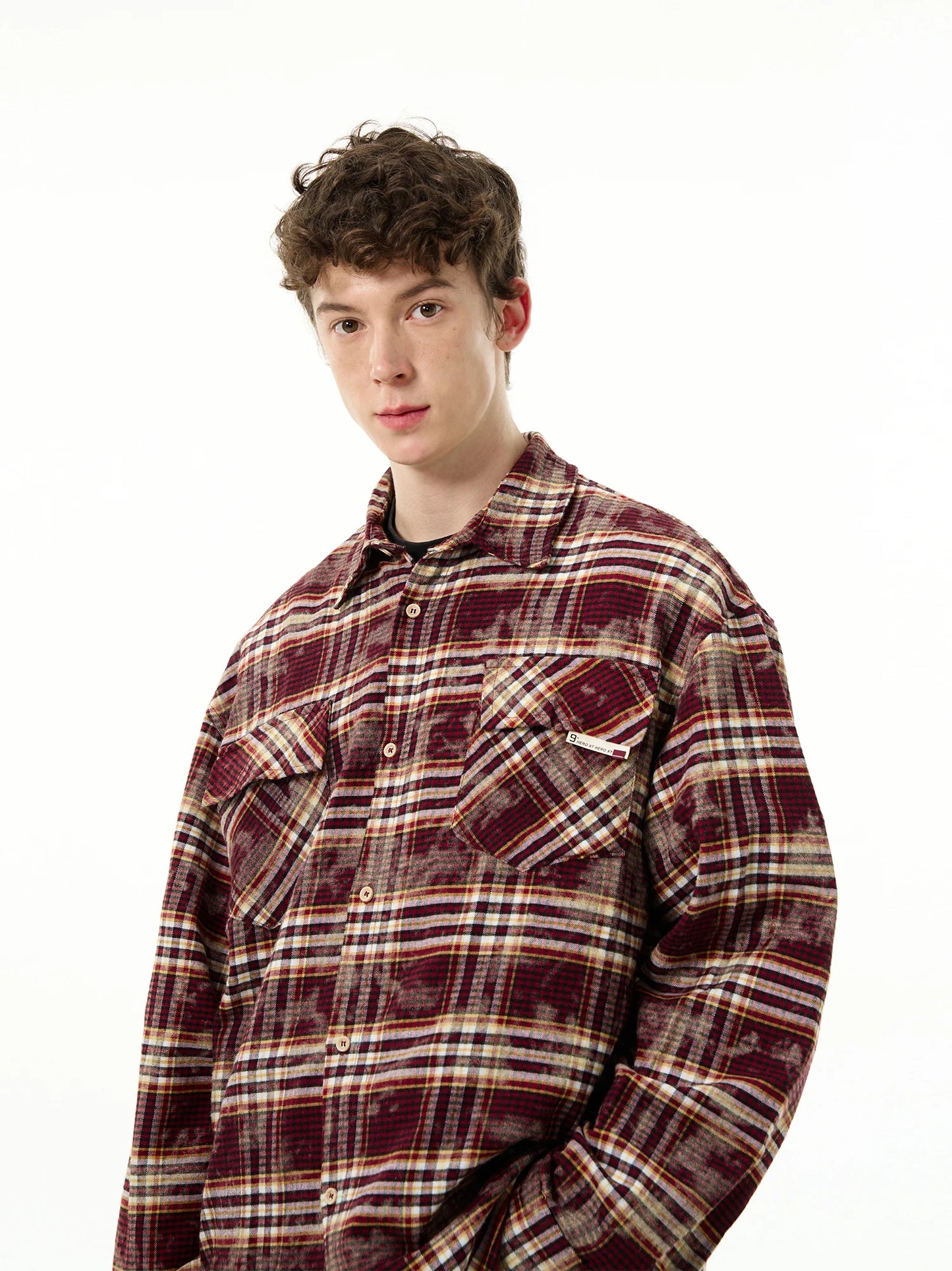 MADEEXTREME Wine Red Vintage Plaid Shirt