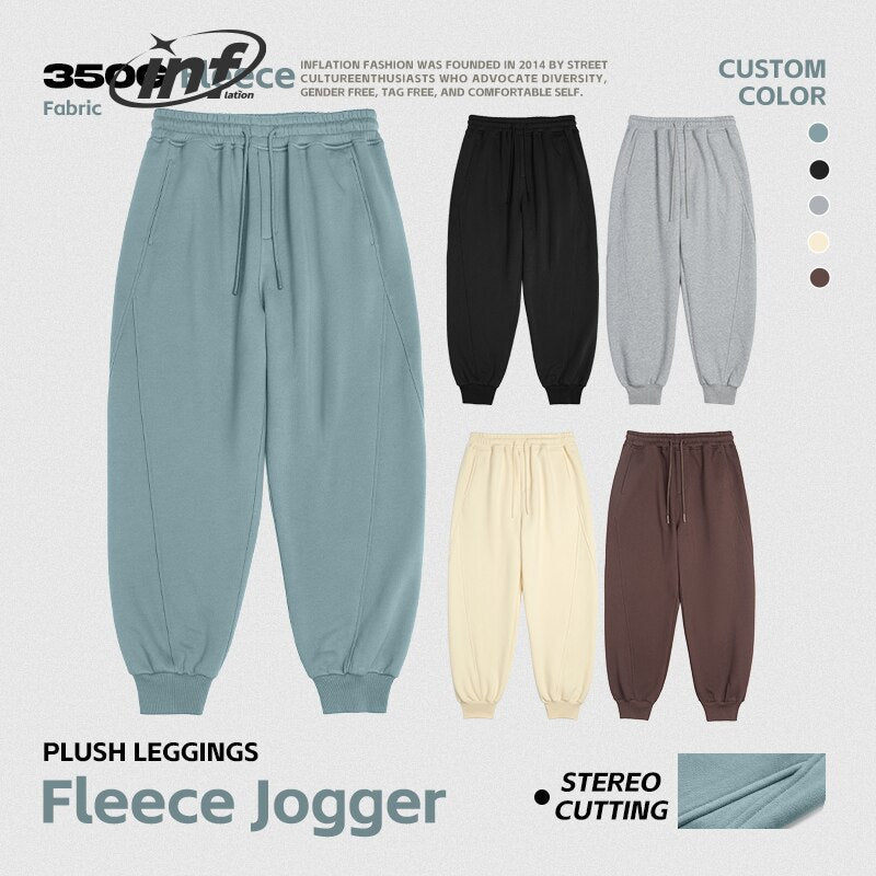 Solid Color Thick Fleece Track Sweatpants