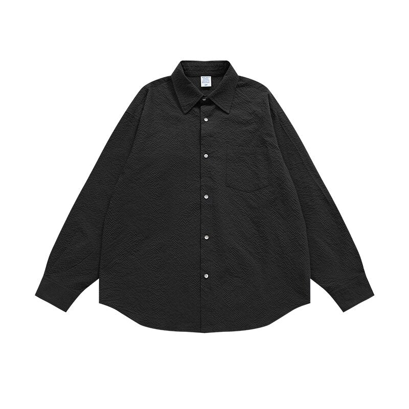 INFLATION Seersucker Textured Oversized Long Sleeved Shirt