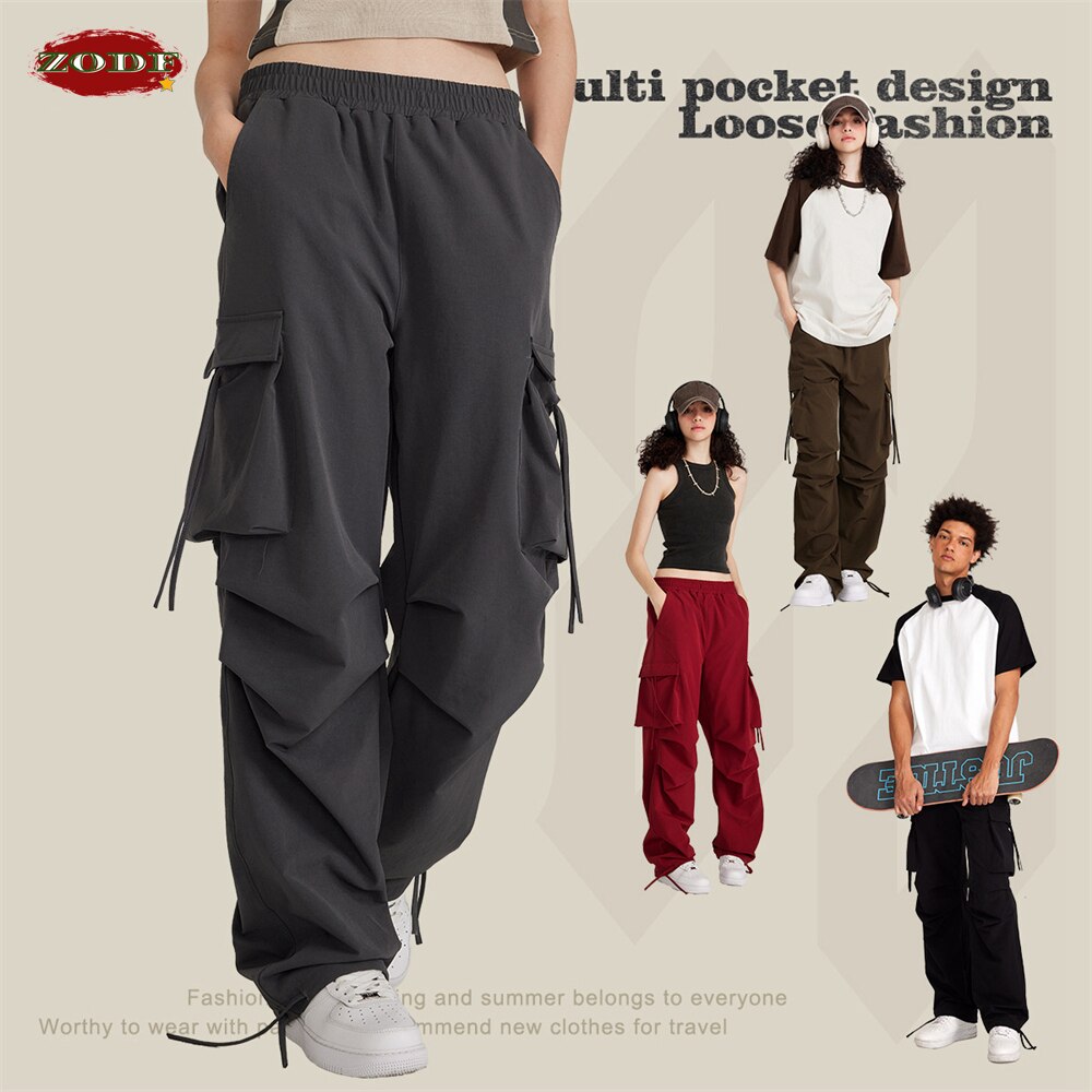 ZODF High Street Adjustable Pleated Paratrooper Multi-Pockets Cargo Pants