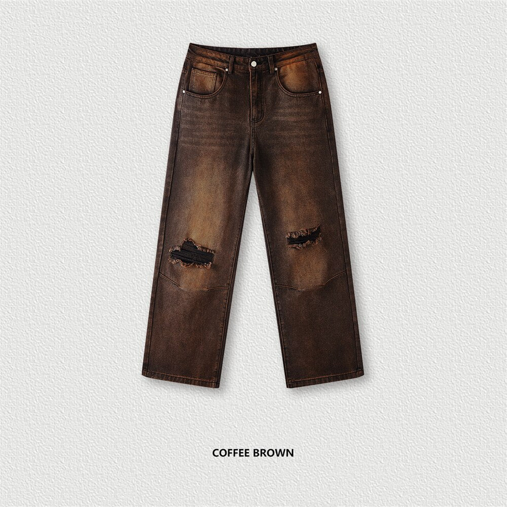 Retro Monkey Washed 405gsm Straight Distress Jeans