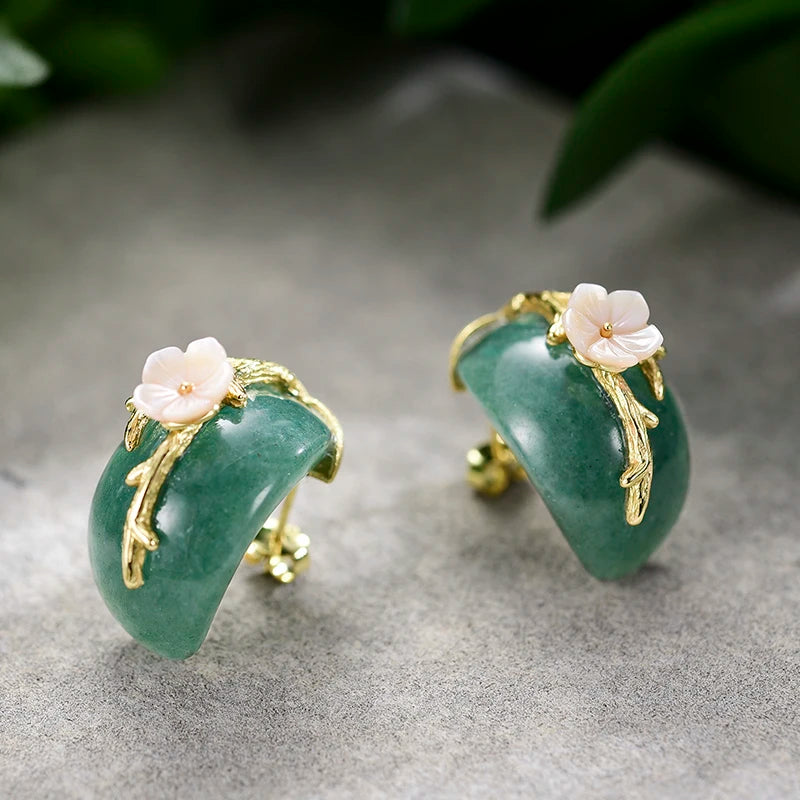 Natural Aventurine Handmade Stud Earrings