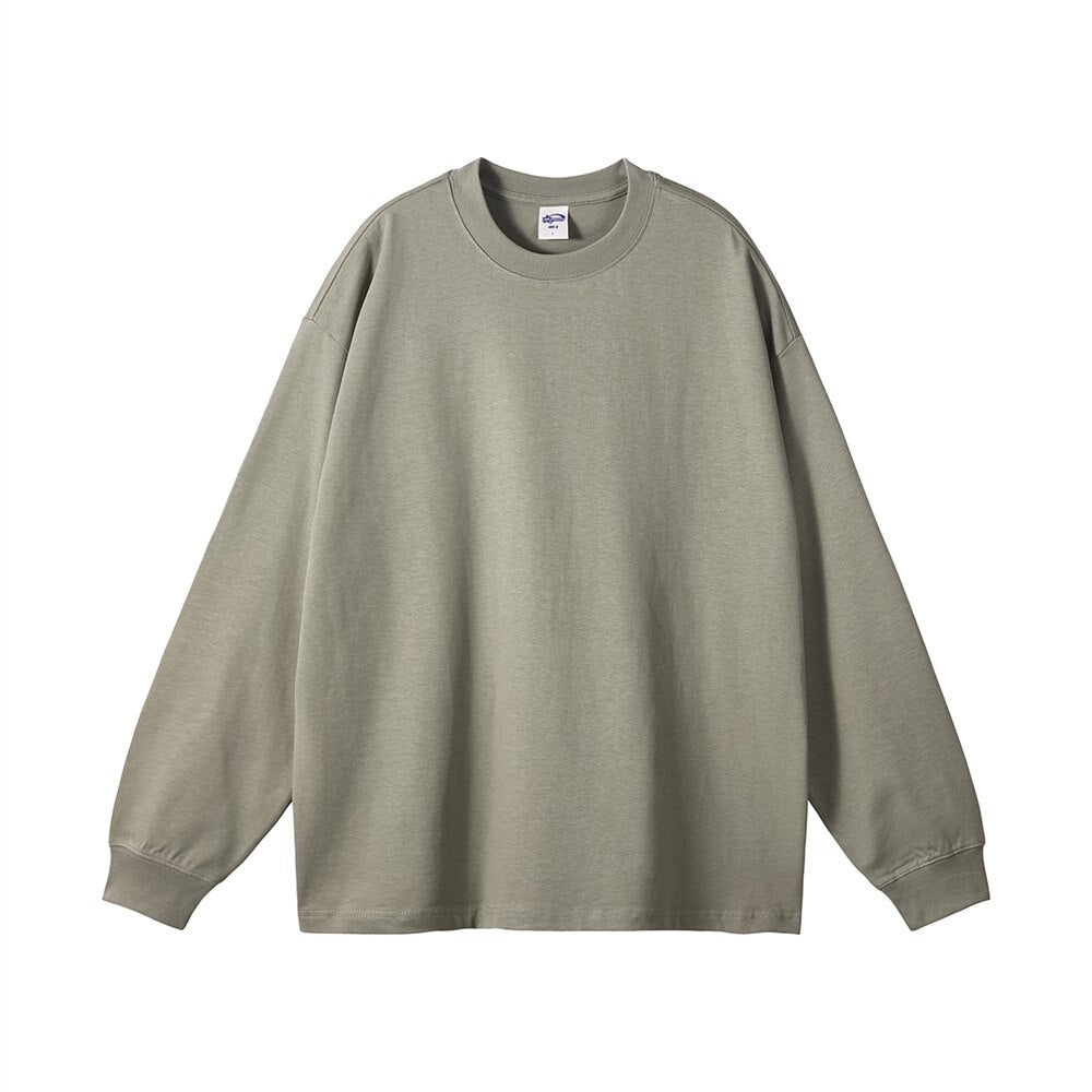 ZODF Loose Heavy Weight Basic Long Sleeve Solid Cotton T-Shirts