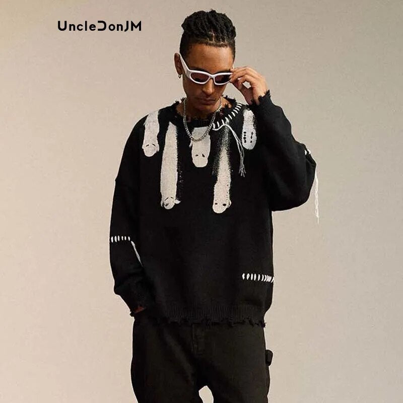 UncleDonJM Ghost Ripped Knitted Sweater