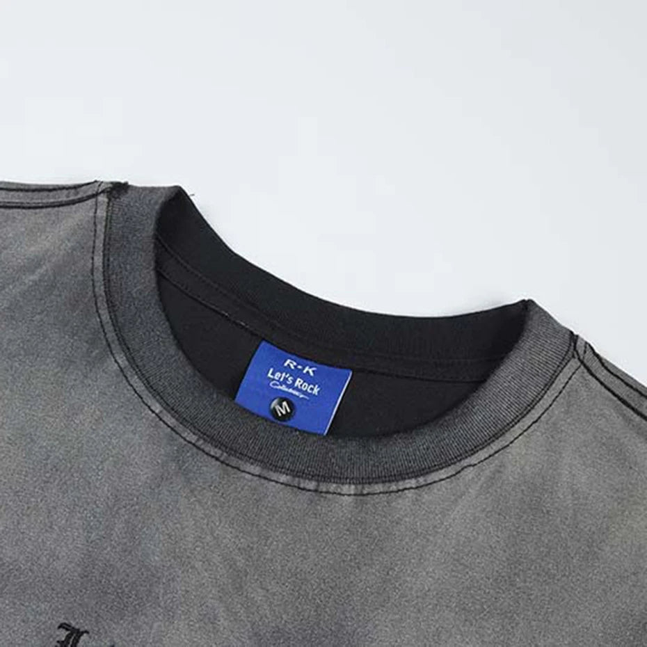 M1-ASH GRADIENT | Oversized Distressed Graphic Tee