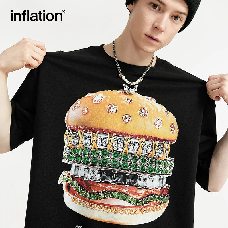 INFLATION Hamburger Graphic Printed T-shirt