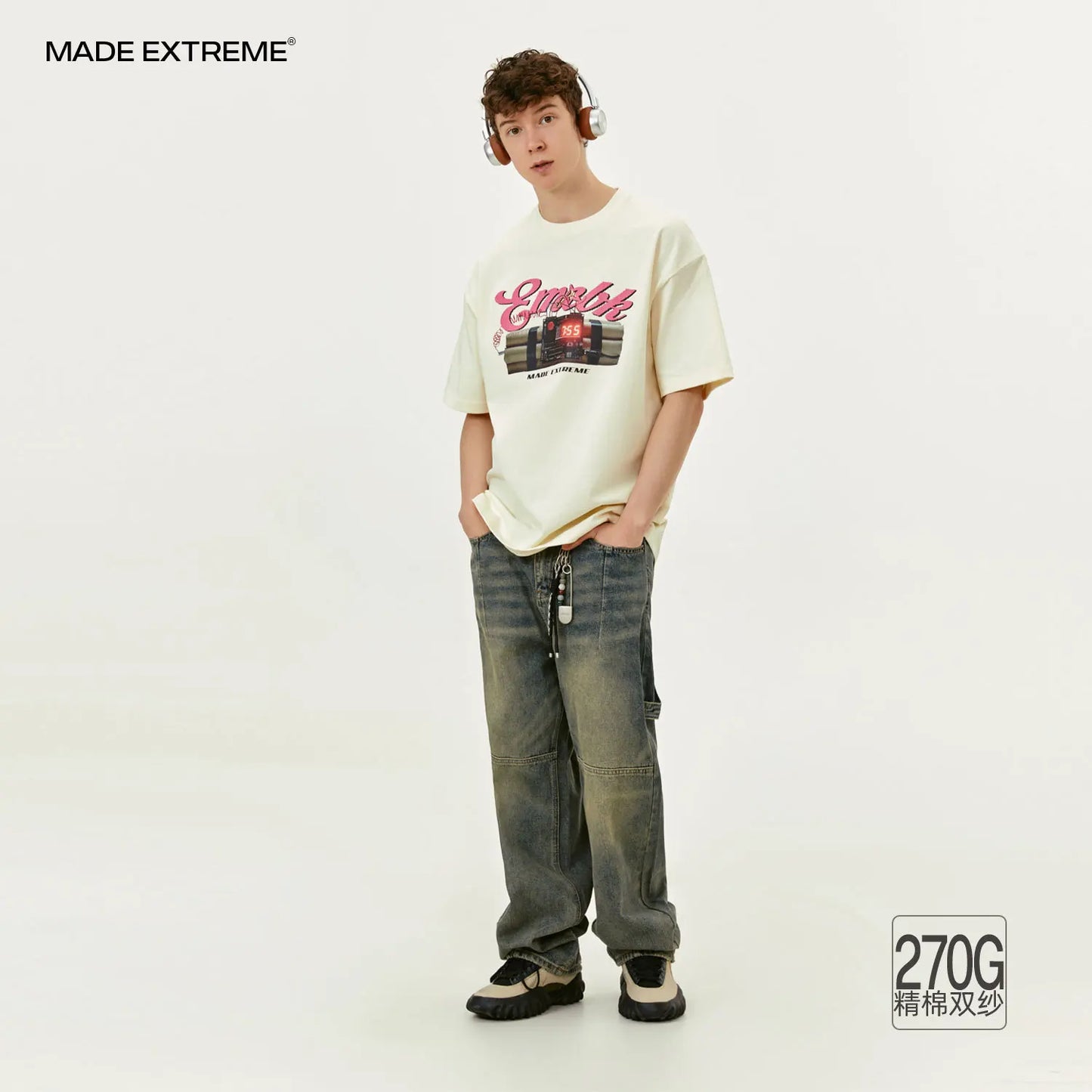 MADEEXTREME Pattern Printed Letter Short Sleeved T-shirt