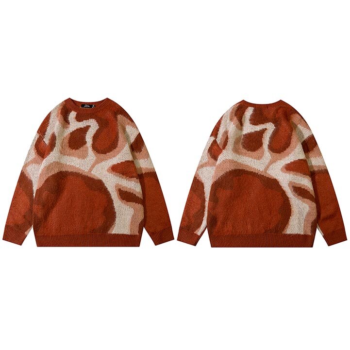 Retro Abstract Pattern Graphic Knitted Sweater