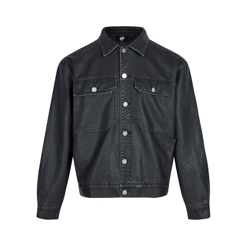 R69 Retro Pu Leather Shirt Jacket