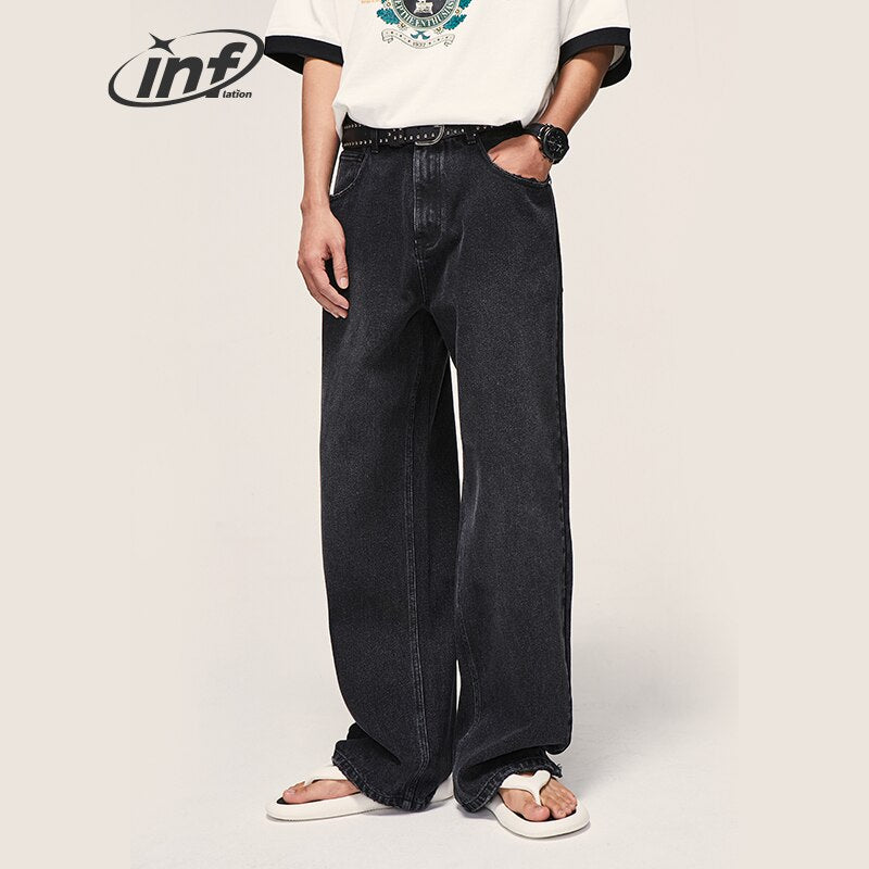 INFLATION Solid Loose Fit Blue Jeans
