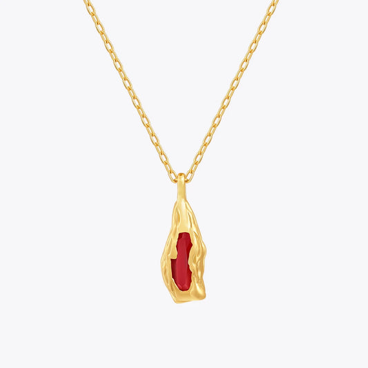 Imitation Ruby Lava Pendant Necklace