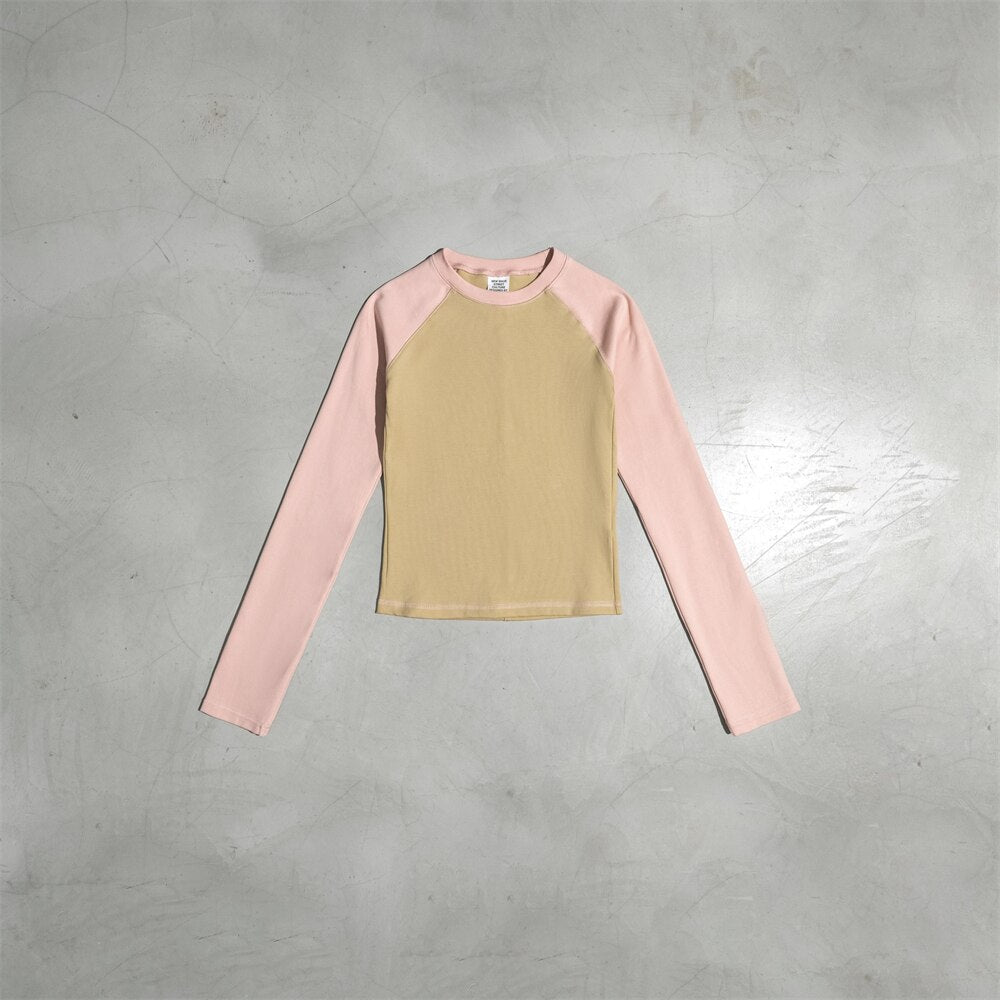 ZODF Raglan Sleeve Contrast Color T-Shirt