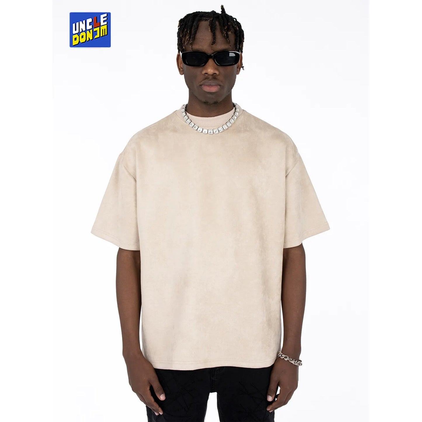 UncleDonJM Suede Embroidered Short Sleeve T-shirt