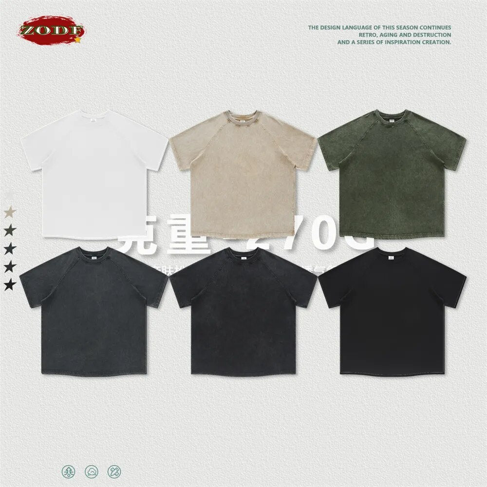 ZODF Washed Cotton Raglan Sleeve T-shirt