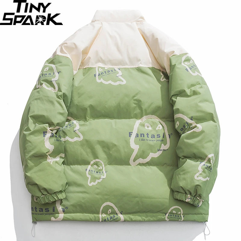 Patchwork Ghost Graphic Padded Jacket