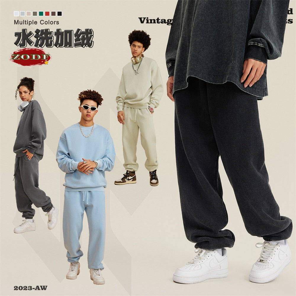 ZODF Fleece Solid Washed Sweatpants