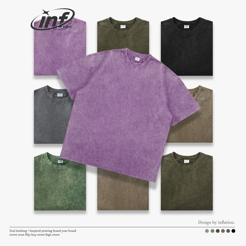 INFLATION Heavyweight Washed Distressed Unisex Cotton Batik T-shirt