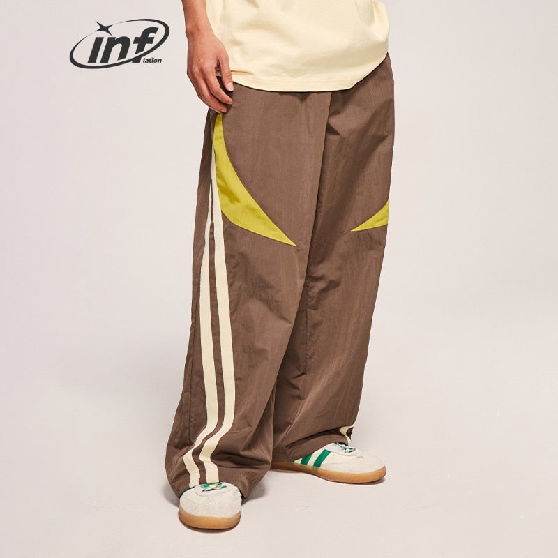 INFLATION Wide-leg Elastic Waist Stripe Track Pants