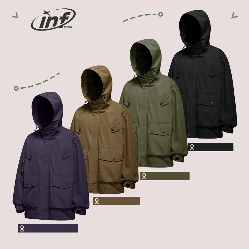 Outdoor Waterproof Hiking Jackets Uniesx Multi Pockets Cargo Jacket