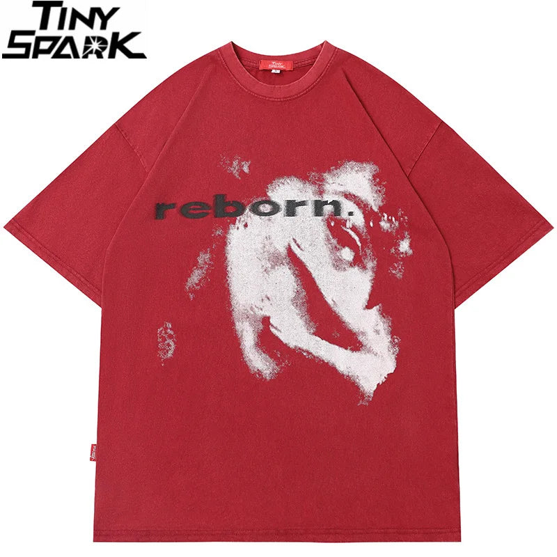 Reborn Half Face Graphic Oversized T-Shirt