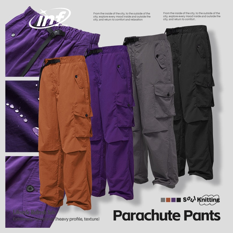 Multi Pockets Nylon Cargo Parachute Trousers