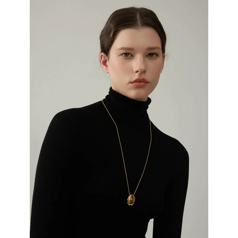 70cm Minimalist Long Unisex Oval Pendan Chain