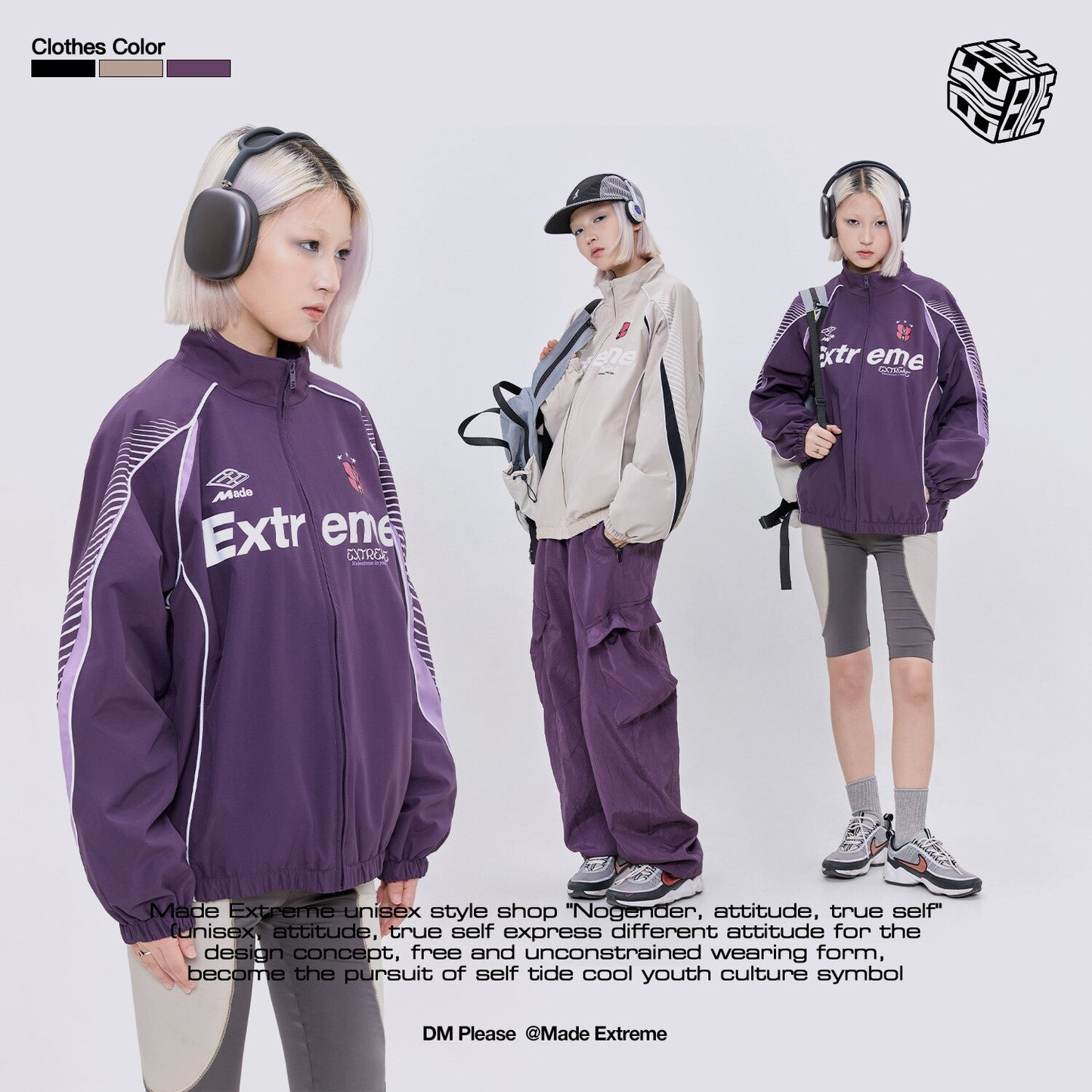 MADEEXTREME Letter Printing Sports Casual Windbreaker Jacket
