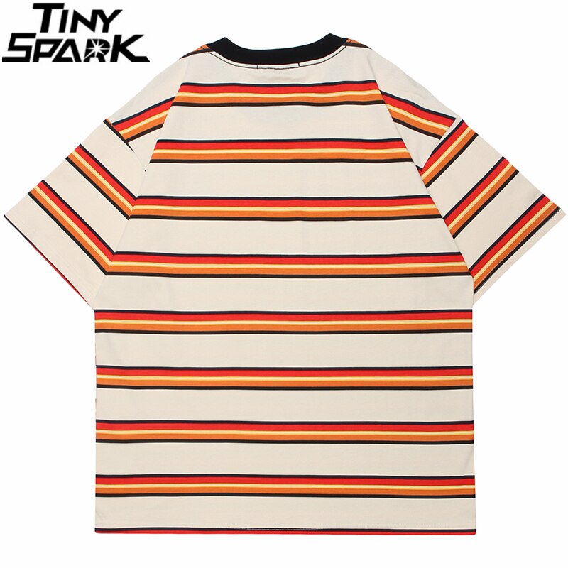 Striped Print Cotton Casual T-shirt