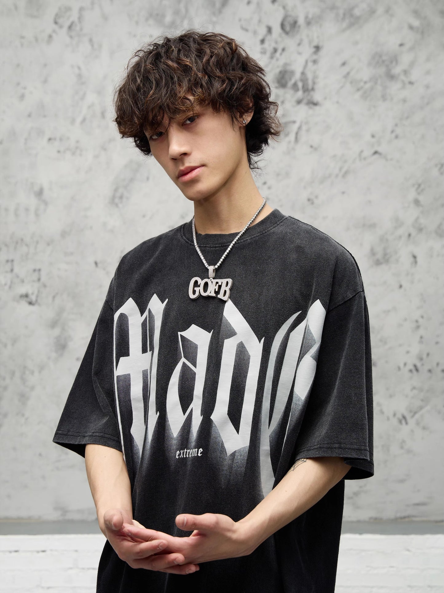 MADE EXTREME LARGE LETTERS PRINT LOOSE WASHED T-SHIRT