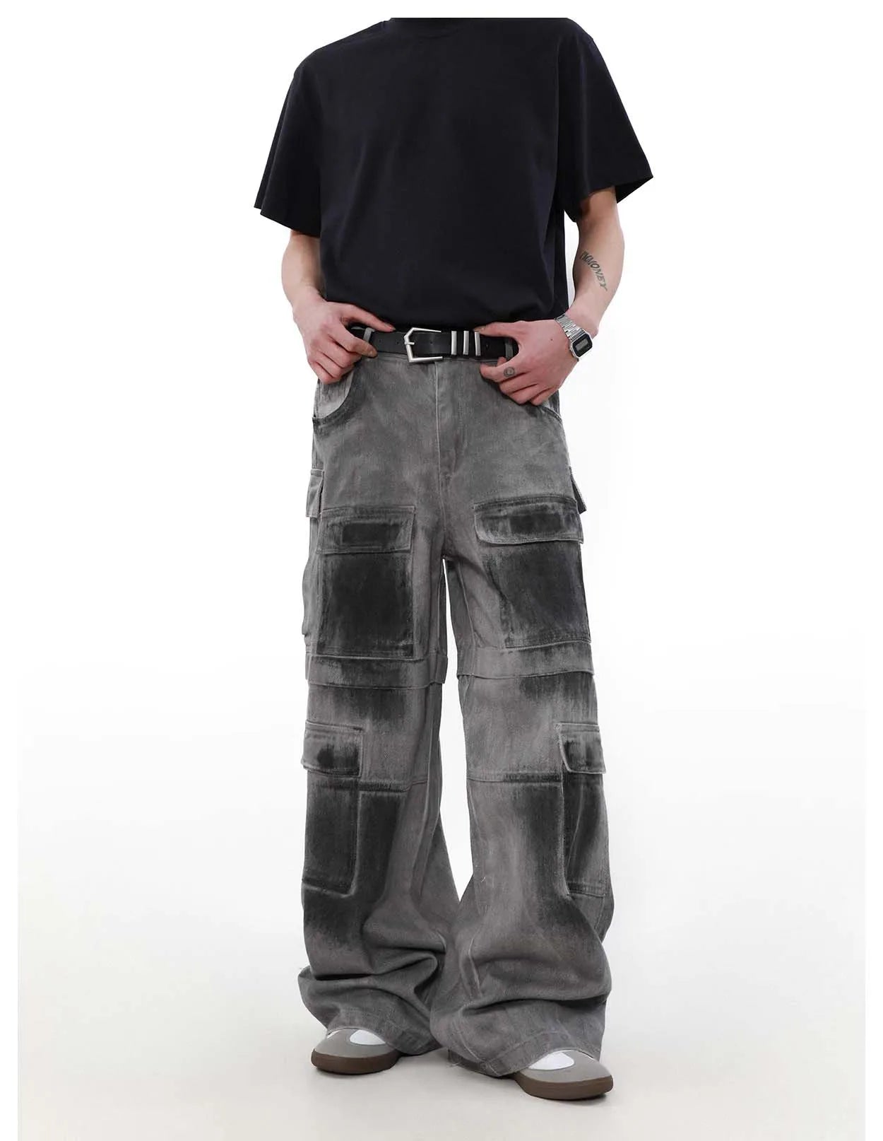 Heavy Industry Spray Paint Distressed Dirty Fit Baggy Jeans