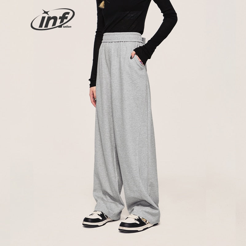 INFLATION Wide Leg Solid Mopping Pants