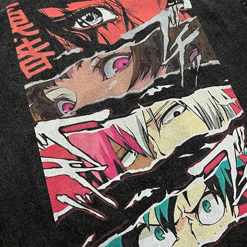 Retro Japanese Anime Graphic Oversized T-Shirt