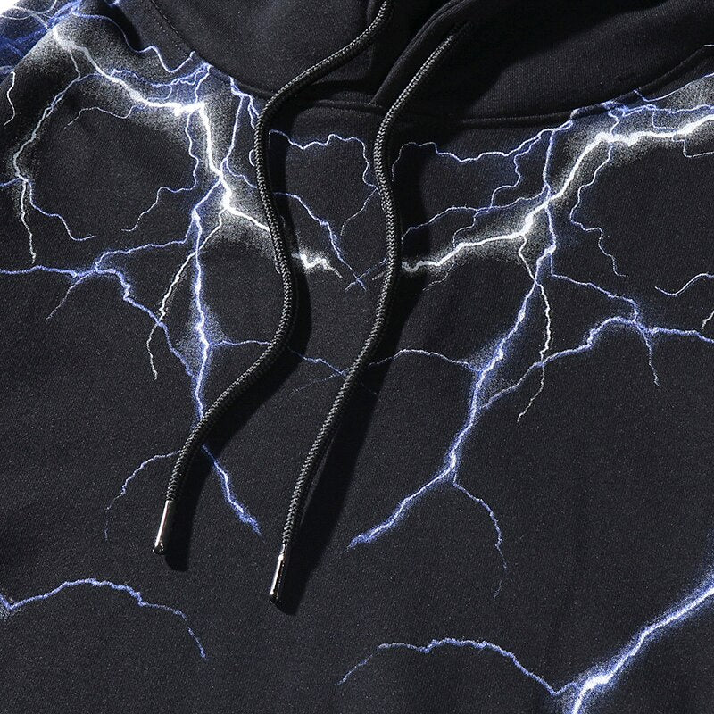 Lightning Graphic Cotton Oversized Hoodie