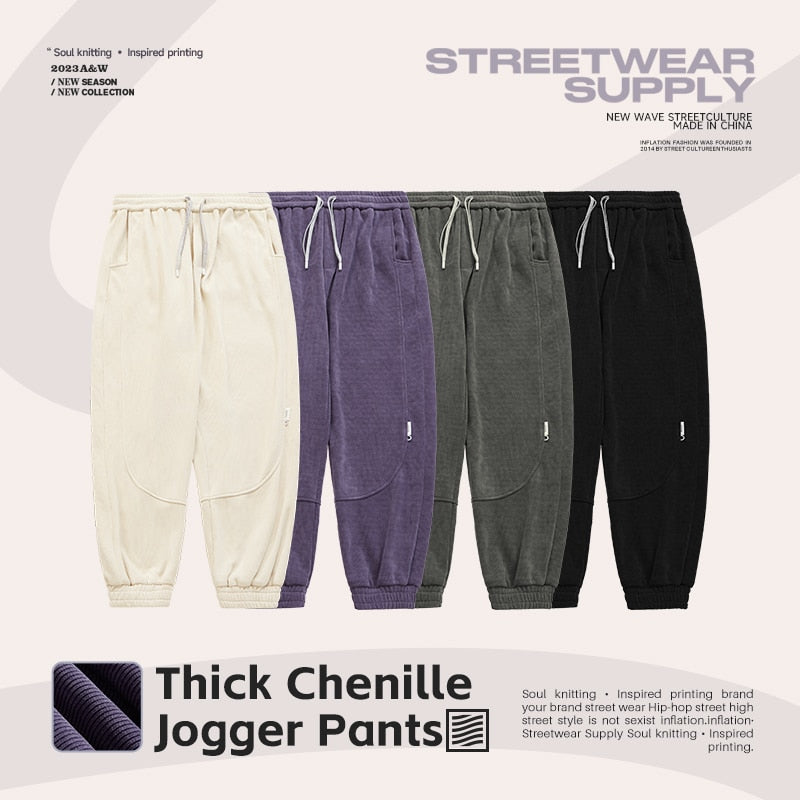 INFLATION 380gsm Thick Chenille Jogger Pants