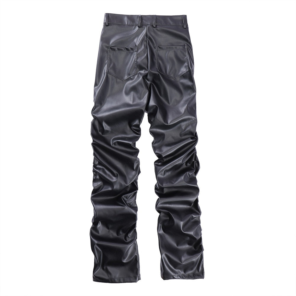 Pleated Leather Pants