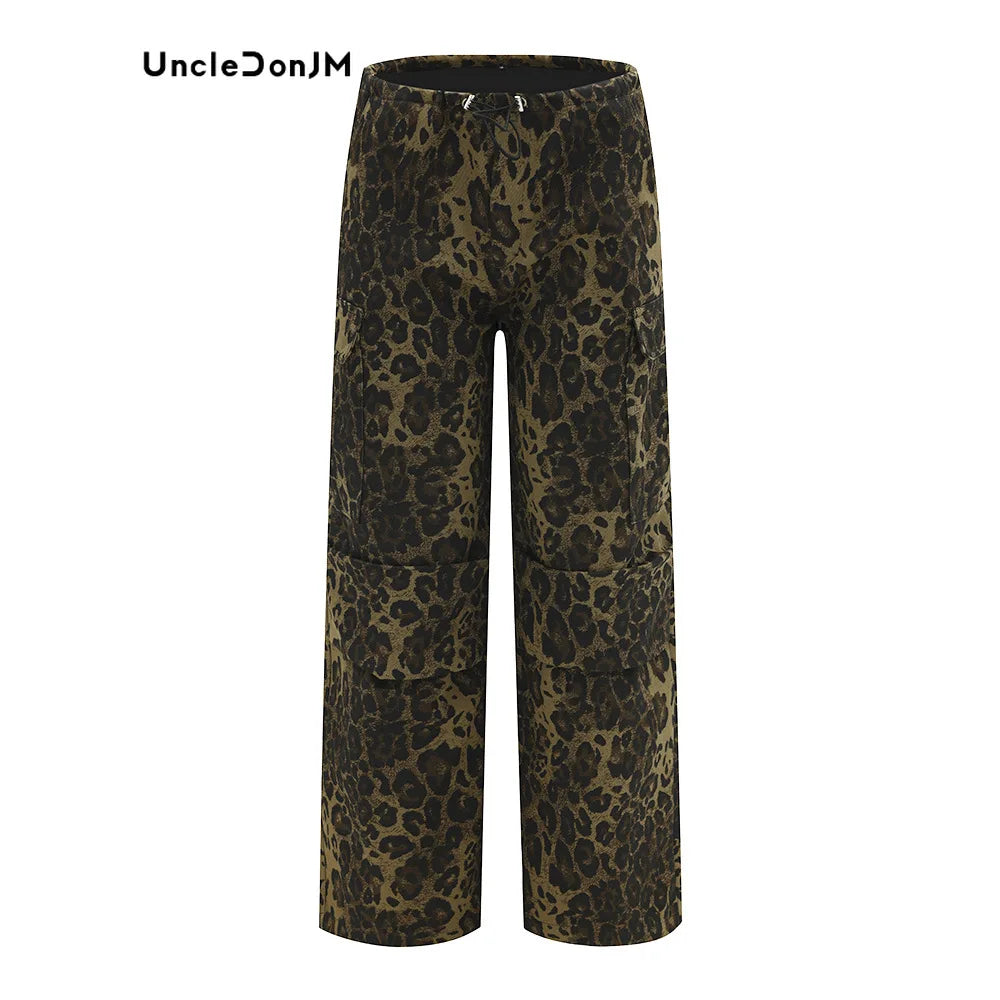 Leopard Patterned Casual Baggy Pants