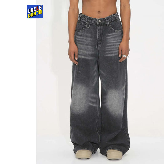 Washed Retro Straight Wide-leg Baggy Jeans