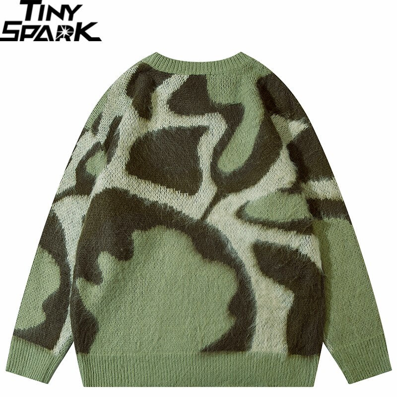 Retro Abstract Pattern Graphic Knitted Sweater