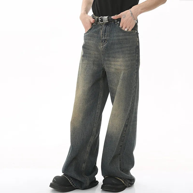 IEFB Washed Casual Wide Leg Distressed Jeans