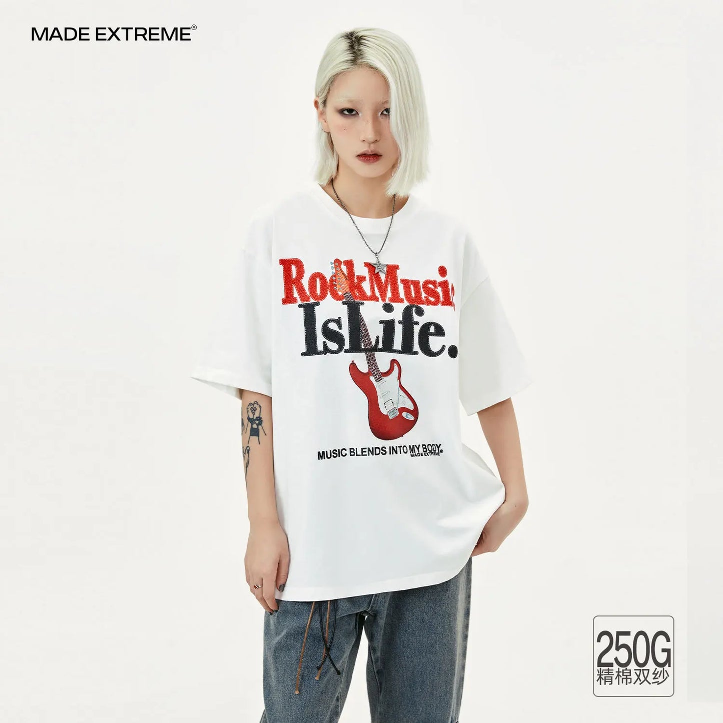 MADEEXTREME Retro Rock Band Print T-Shirt