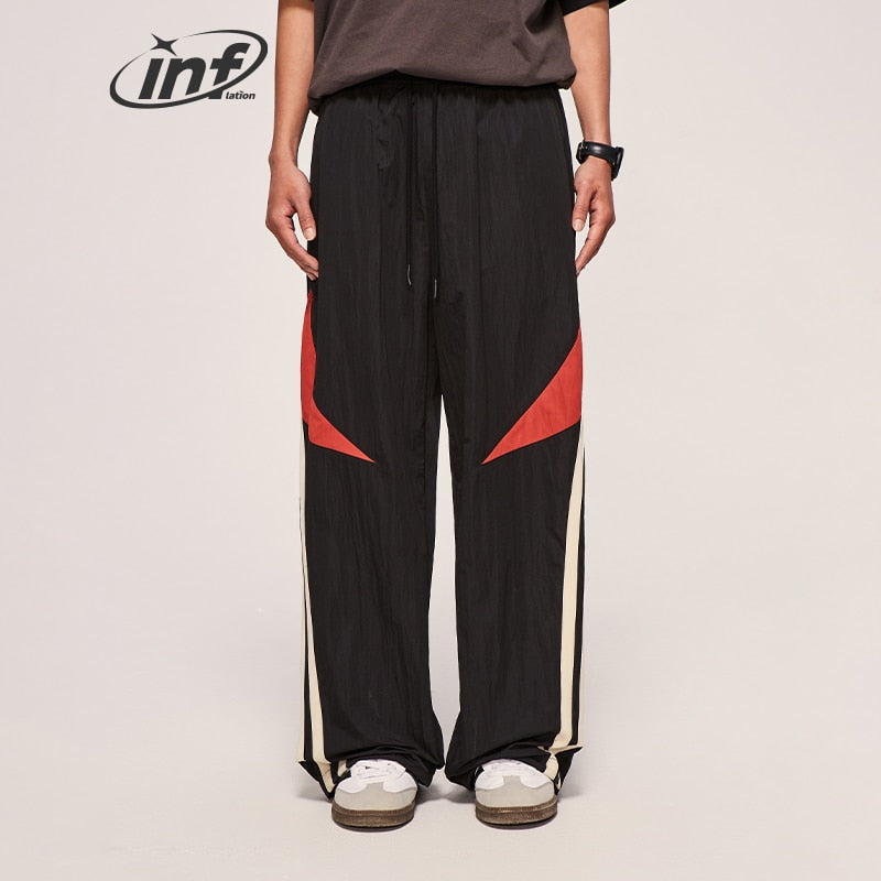 INFLATION Wide-leg Elastic Waist Stripe Track Pants