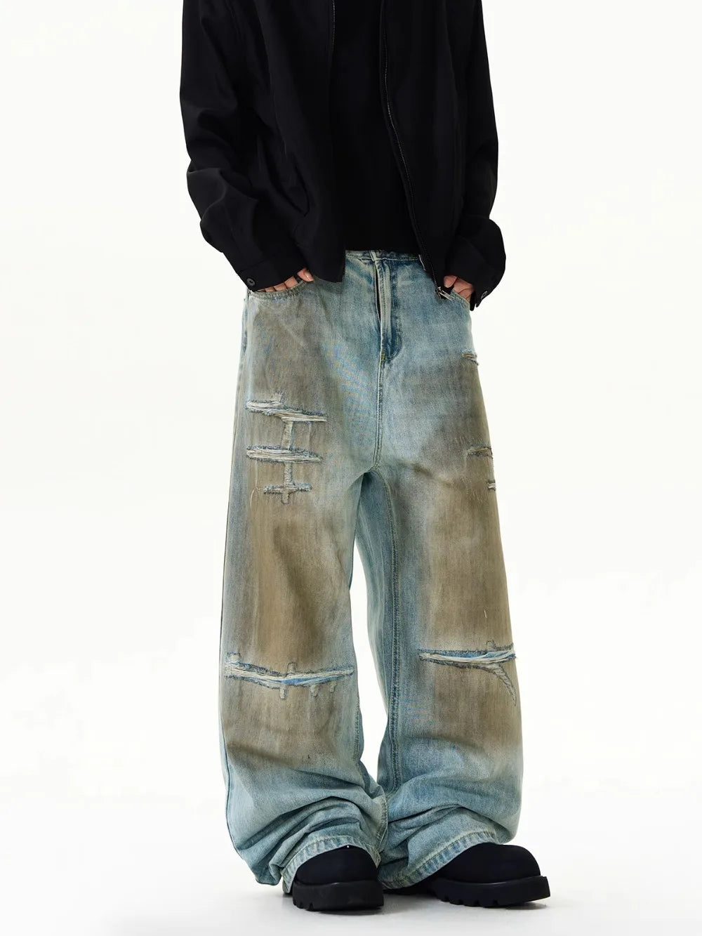 Wasteland Dirty Y2k Distressed Ripped Jeans