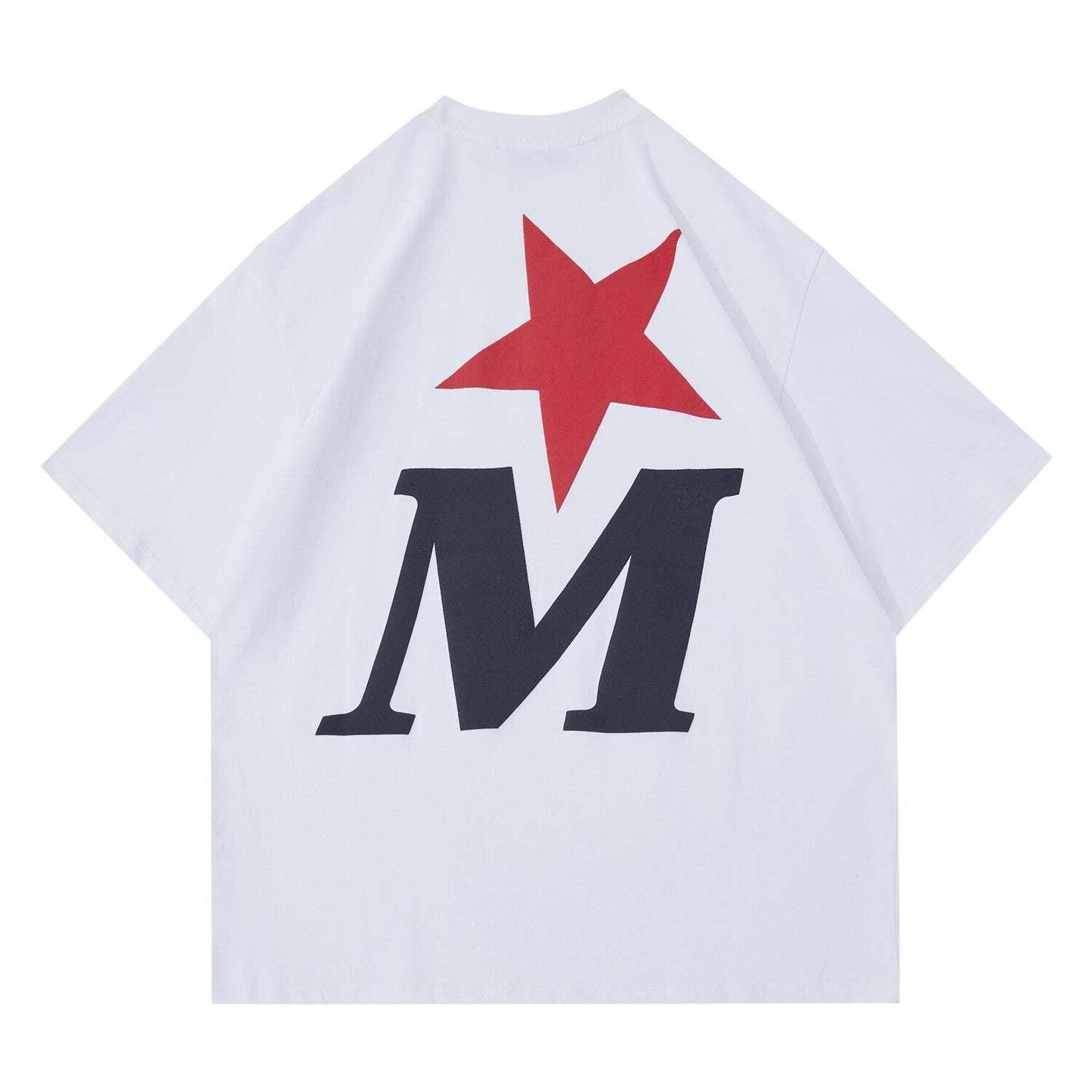 MADEEXTREME Letter Star Print Short Sleeve Oversized T-shirt