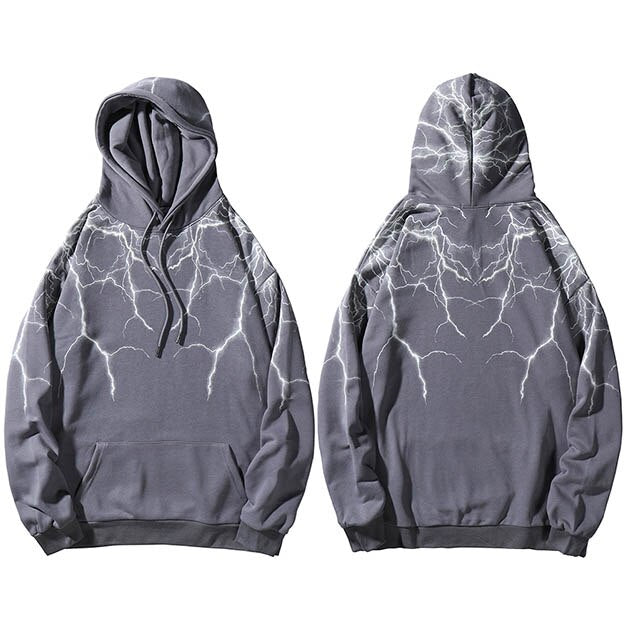 Lightning Graphic Cotton Oversized Hoodie