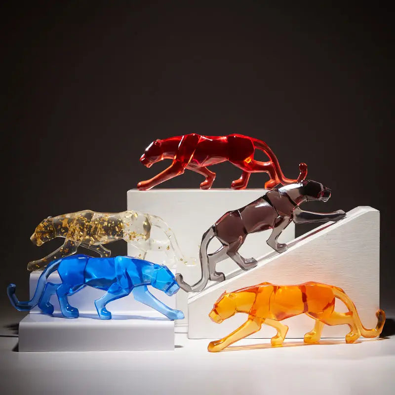 Modern Fortune Transparent Money Leopard Sculpture