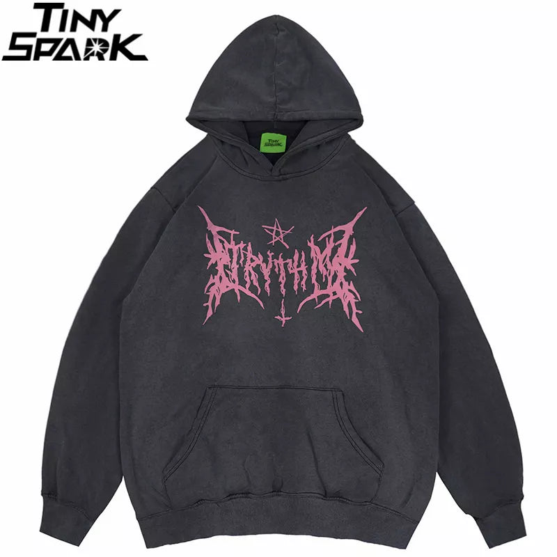 Gothic Graphic Washed Hoodie