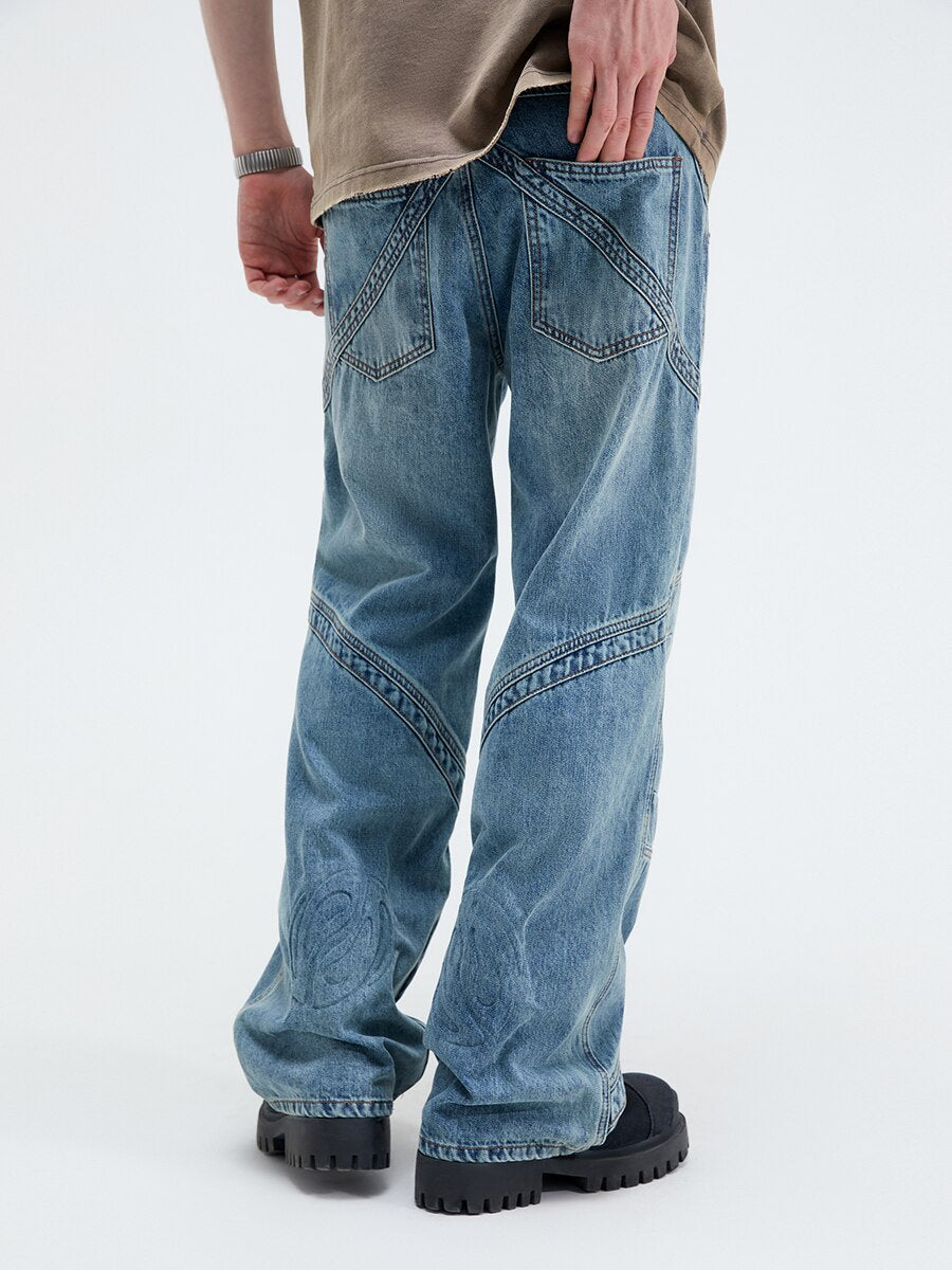 Loose Deconstructed Cutting Wide Leg Baggy Jeans