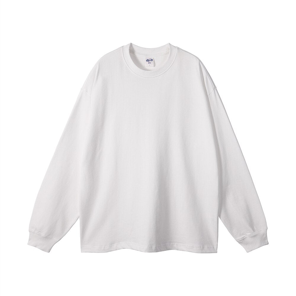 ZODF Loose Heavy Weight Basic Long Sleeve Solid Cotton T-Shirts