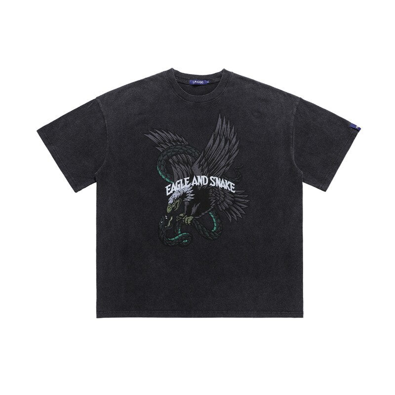 Eagle Print Off-the-shoulder Oversized T-shirt